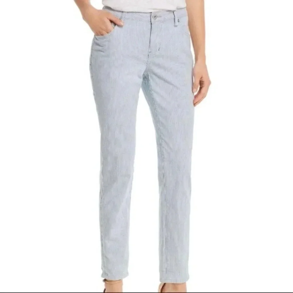 Anthro Pilcro Striped Mid-Rise Skinny Jeans Sz 27